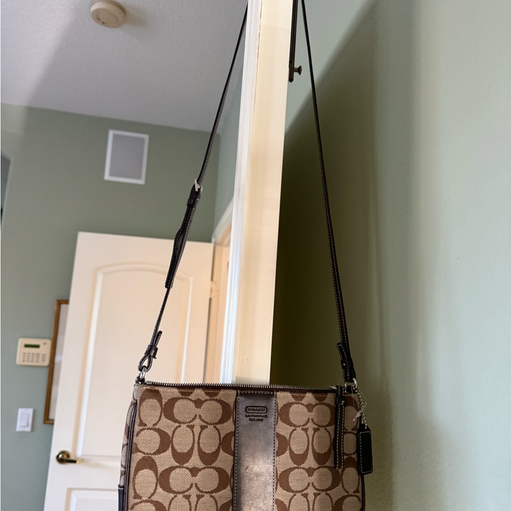 Coach Tan and Brown Signature Crossbody